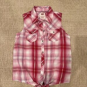 NWT Levi’s girl sleeveless button down shirt Large